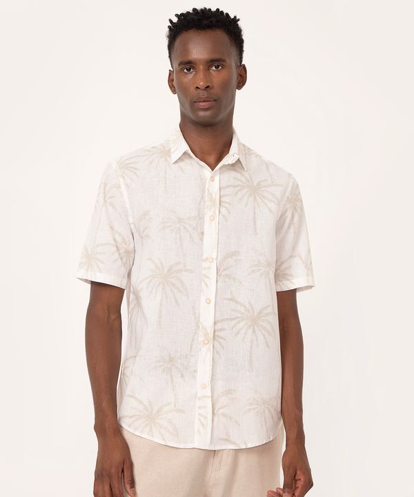 camisa de algodão coqueiros manga curta off white P
