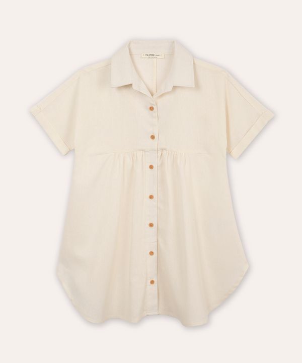 vestido chemise infantil com linho off white 8
