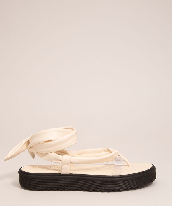 Sandália Feminina Flatform com Amarração Oneself Bege 35