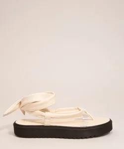 Sandália Feminina Flatform com Amarração Oneself Bege 36