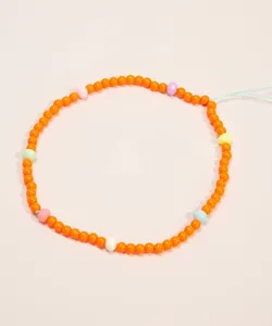 strap para celular de missangas laranja Único