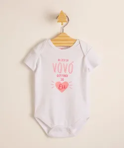 Body Infantil "Casa da Vovó" Manga Curta Branco 6-9