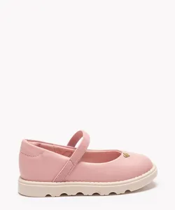 sapatilha infantil com elástico e coração molekinha rosa 25