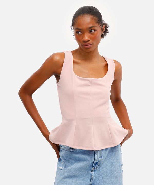 regata peplum feminina texturizada rosa G