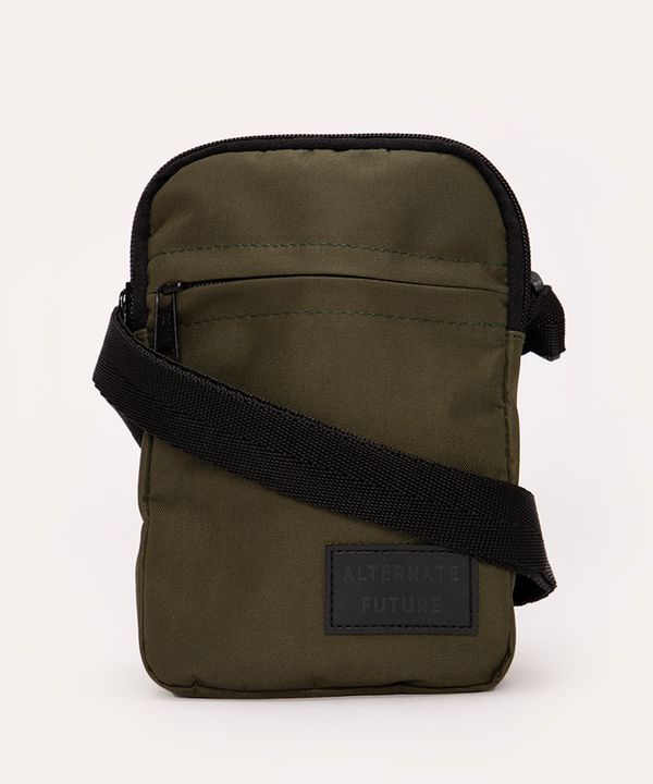 bolsa shoulder com zíper verde militar Único