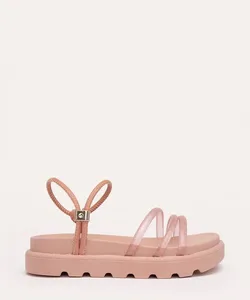 sandália flatform infantil com brilho rosê 29-30