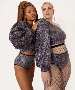 short hot pant paetê ohlograma multicor PP