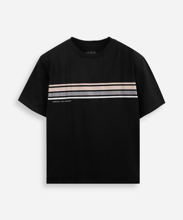 camiseta juvenil comfort listras preta 12
