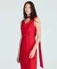 vestido longo feminino acetinado decote degadê vermelho G