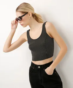 cropped listrado com lurex preto PP