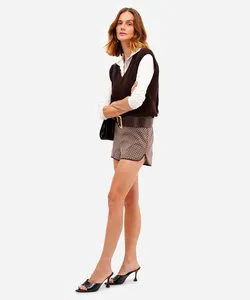 short curto feminino estampado marrom 44