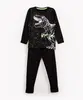 pijama de algodão infantil dinossauro brilha no escuro manga longa preto 2