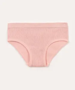 calcinha infantil de poliamida canelada rosa claro GG