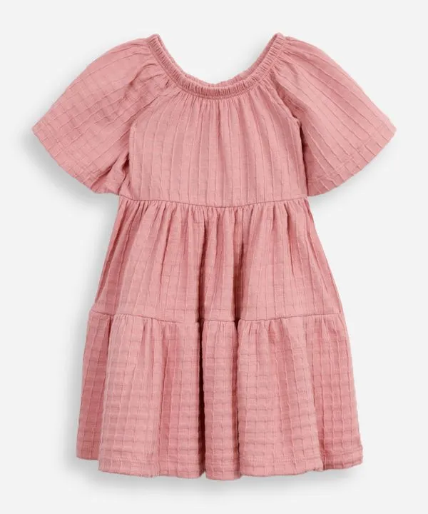 vestido marias de algodão infantil listrado rosa 4
