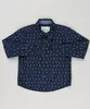 Camisa Infantil Estampada de Fechas Manga Longa com Bolsos Azul Marinho 2