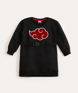 vestido infantil de moletom naruto preta 6