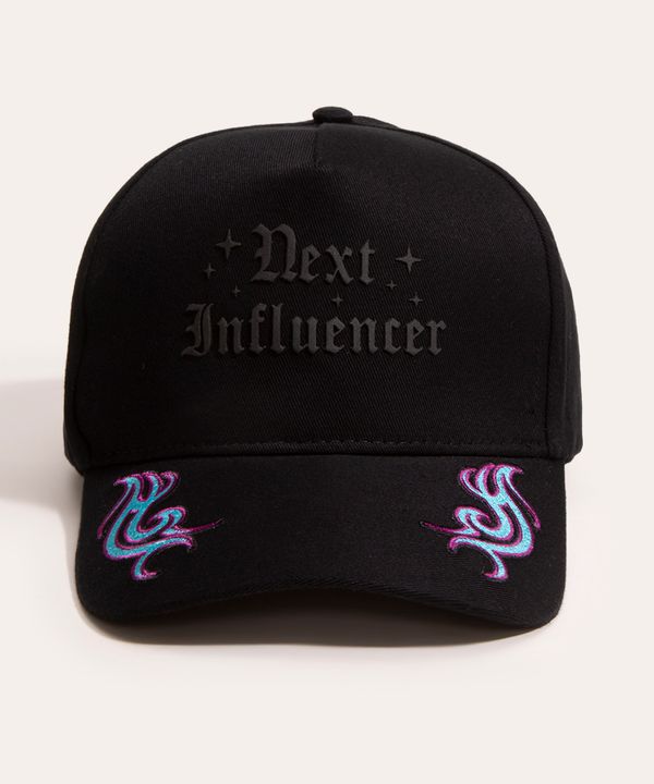 boné aba curva bordado next influencer preto Único