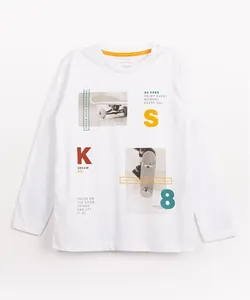 camiseta infantil de malha skate manga longa off White 8