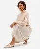 saia midi com linho cintura alta - natural 40
