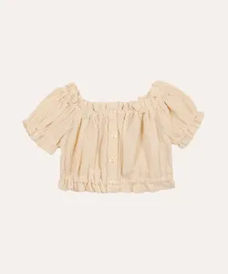 cropped infantil de algodão texturizado bege 1