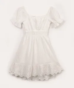 vestido juvenil de laise manga bufante off white 16