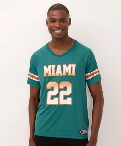 camiseta com recorte miami manga curta esportivo petróleo M