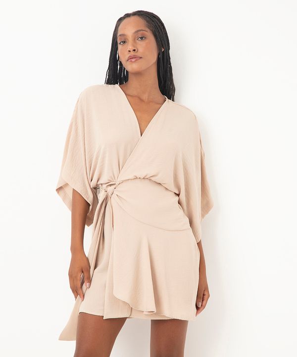vestido transpassado curto bege GG