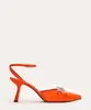 scarpin bico fino laço de strass oneself laranja 34