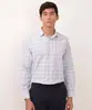 camisa comfort de algodão xadrez - azul claro M