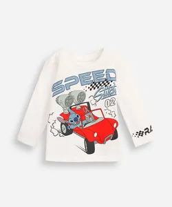 camiseta infantil de algodão manga longa stitch branca 5