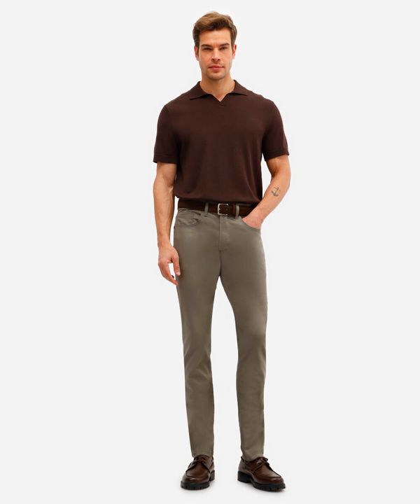 calça slim comfort masculina de sarja cinza 38