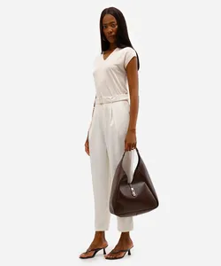 calça feminina de alfaiataria com cinto off white 42
