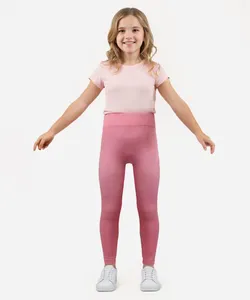 calça legging infantil de poliamida sem costura rosa 6