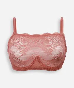 sutiã faixa de renda floral com aro rosa 48