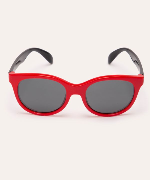 óculos de sol infantil oval com proteção uv vermelho Único