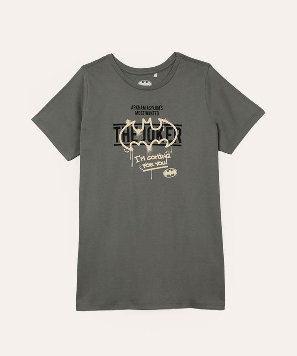 camiseta de algodão juvenil manga curta batman cinza 14