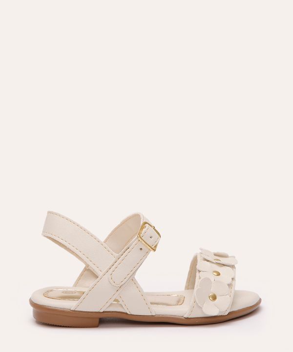 sandália infantil com floral off white 26