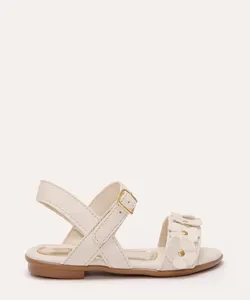 sandália infantil com floral off white 25