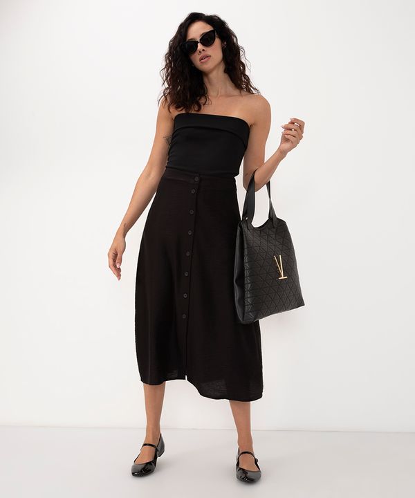 saia de viscose midi evasê preto 42