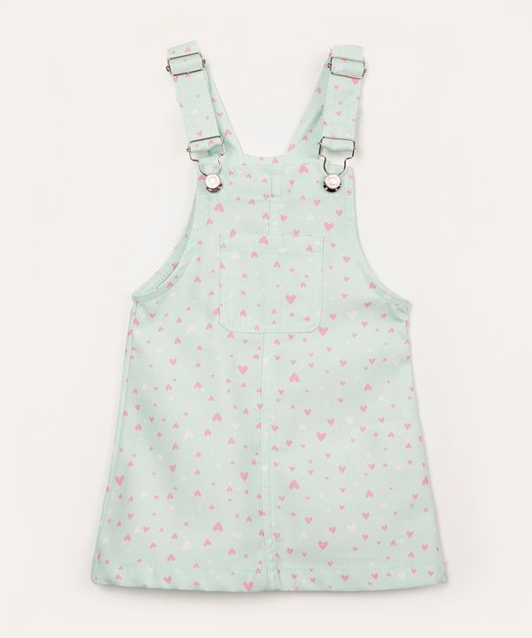 salopete de sarja infantil floral coração com bolso verde 3