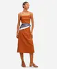 vestido midi feminino de viscose texturizado marrom PP
