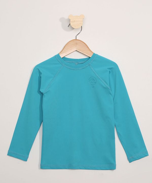 Blusa de Praia Infantil Manga Longa com Proteção UV50+ Azul 8