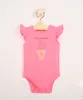Body Infantil Sem Manga com Babados Rosa 0-3