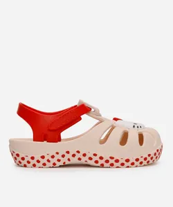 sandália infantil hello kitty grendene bege 17-18