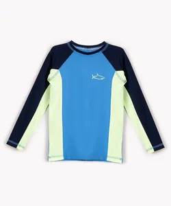 blusa de praia infantil manga longa tubarão com proteção uv colorido 2