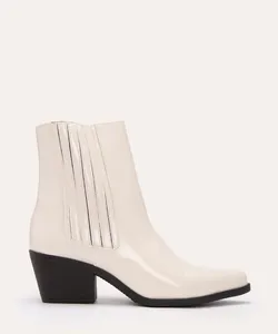 bota bico fino salto médio western mindset off white 34