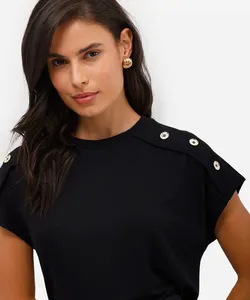 blusa feminina de viscose com botões preta G