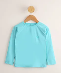 Blusa de Praia Infantil Manga Longa com Proteção UV50+ Azul Claro 2