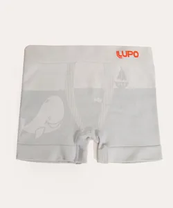 cueca infantil boxer de microfibra baleia lupo cinza G