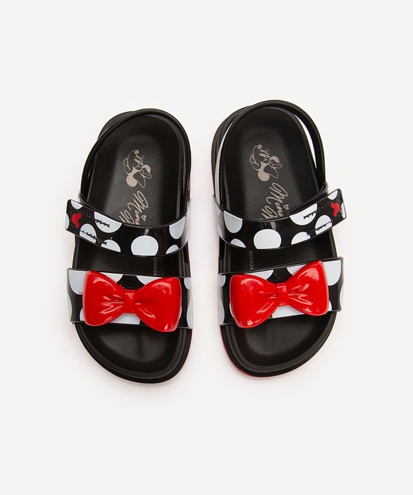 sandália infantil minnie com velcro preta 26-27